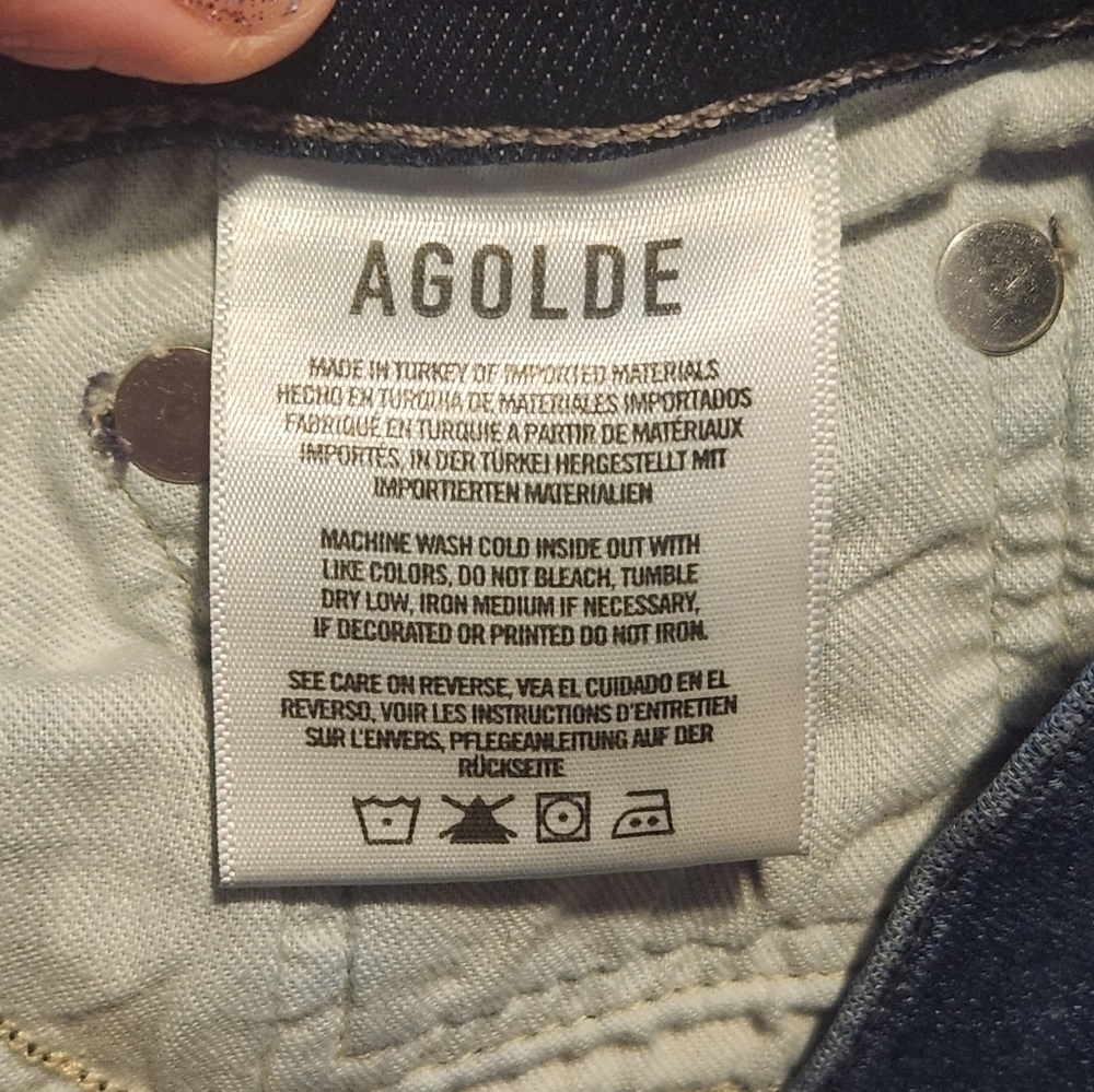 Agolde Women's Sophie Skinny Frayed Hem Denim Blue Jeans, Size 27 - Picture 15 of 16